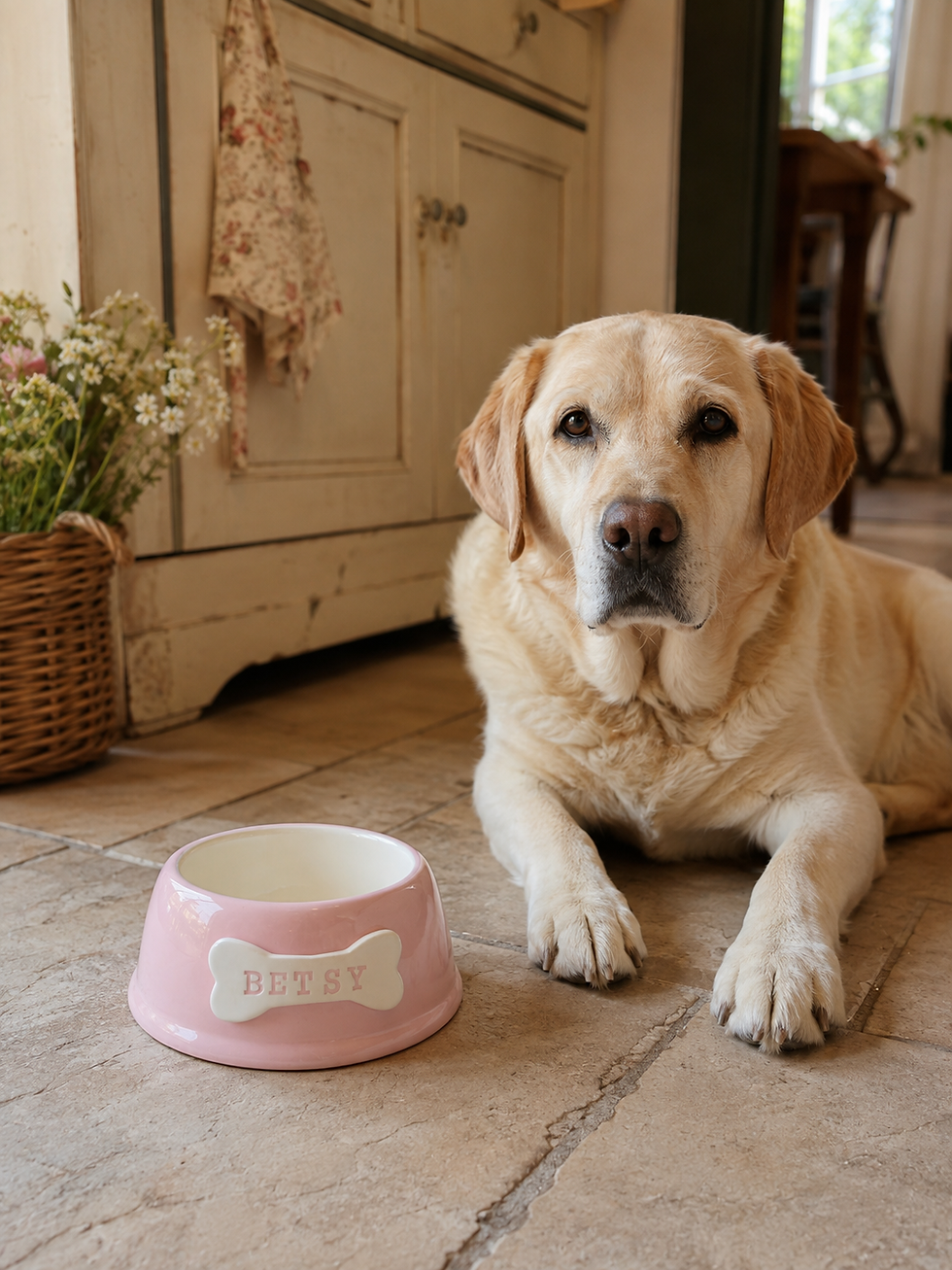 Personalised Pink Pastel Dog Bowl