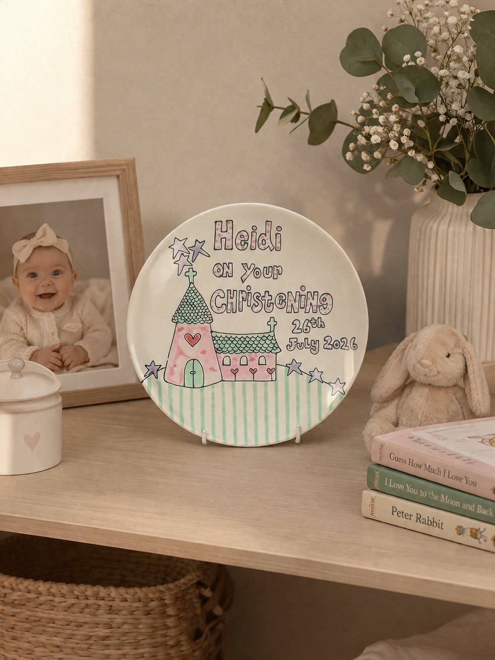 Christening plate with church