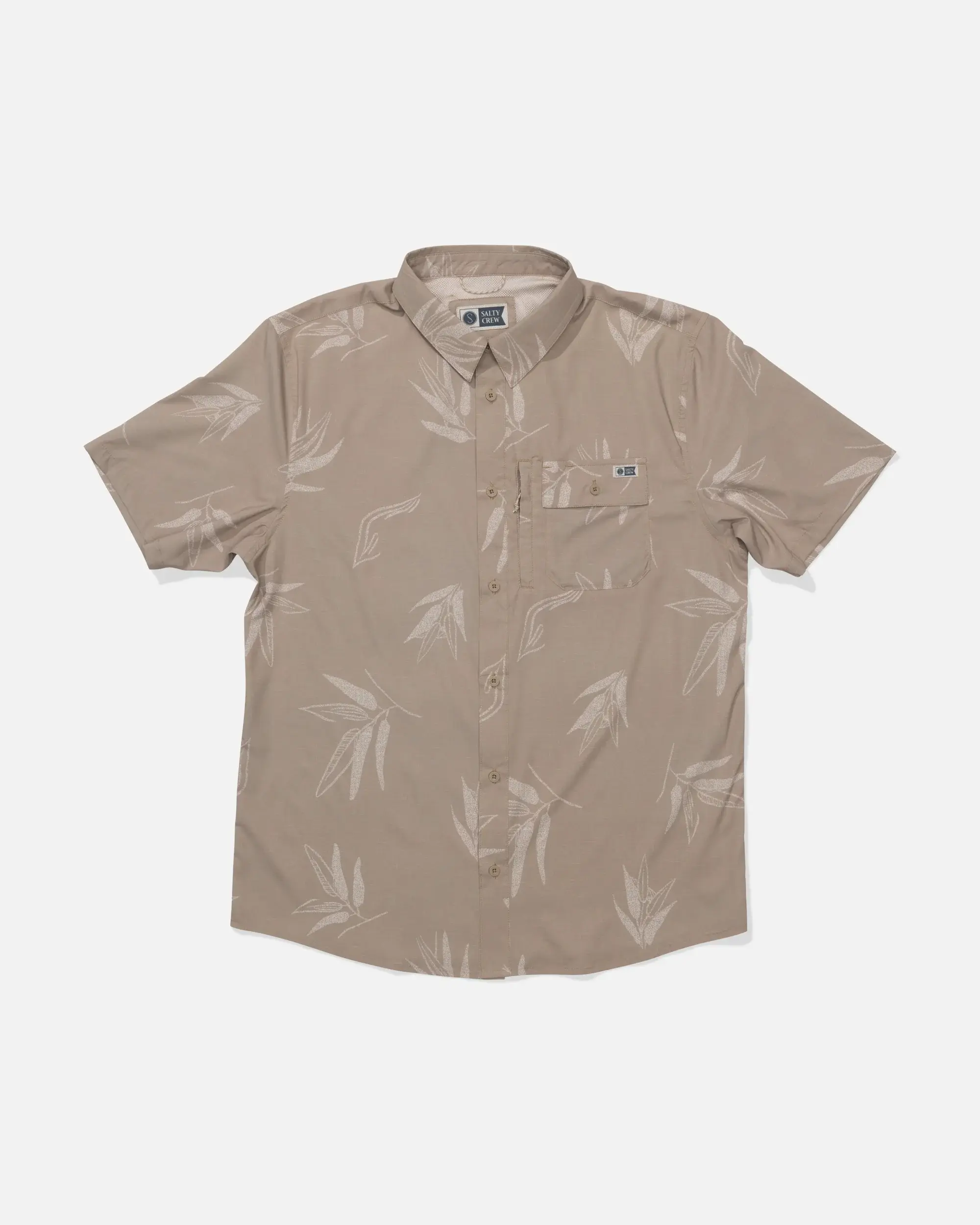 Salty Crew Flagship UV Button up shirt in Dark Khaki