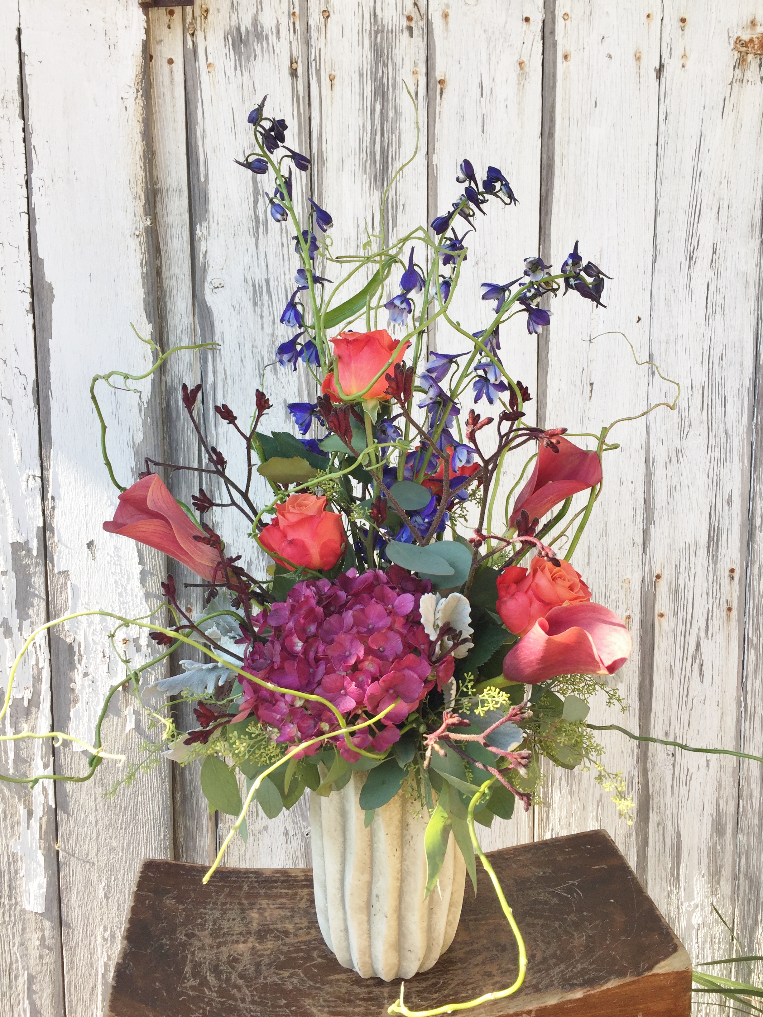 Purples, corals, blues