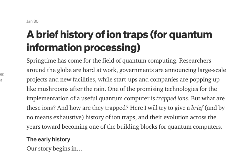 A brief history of ion traps - Medium article