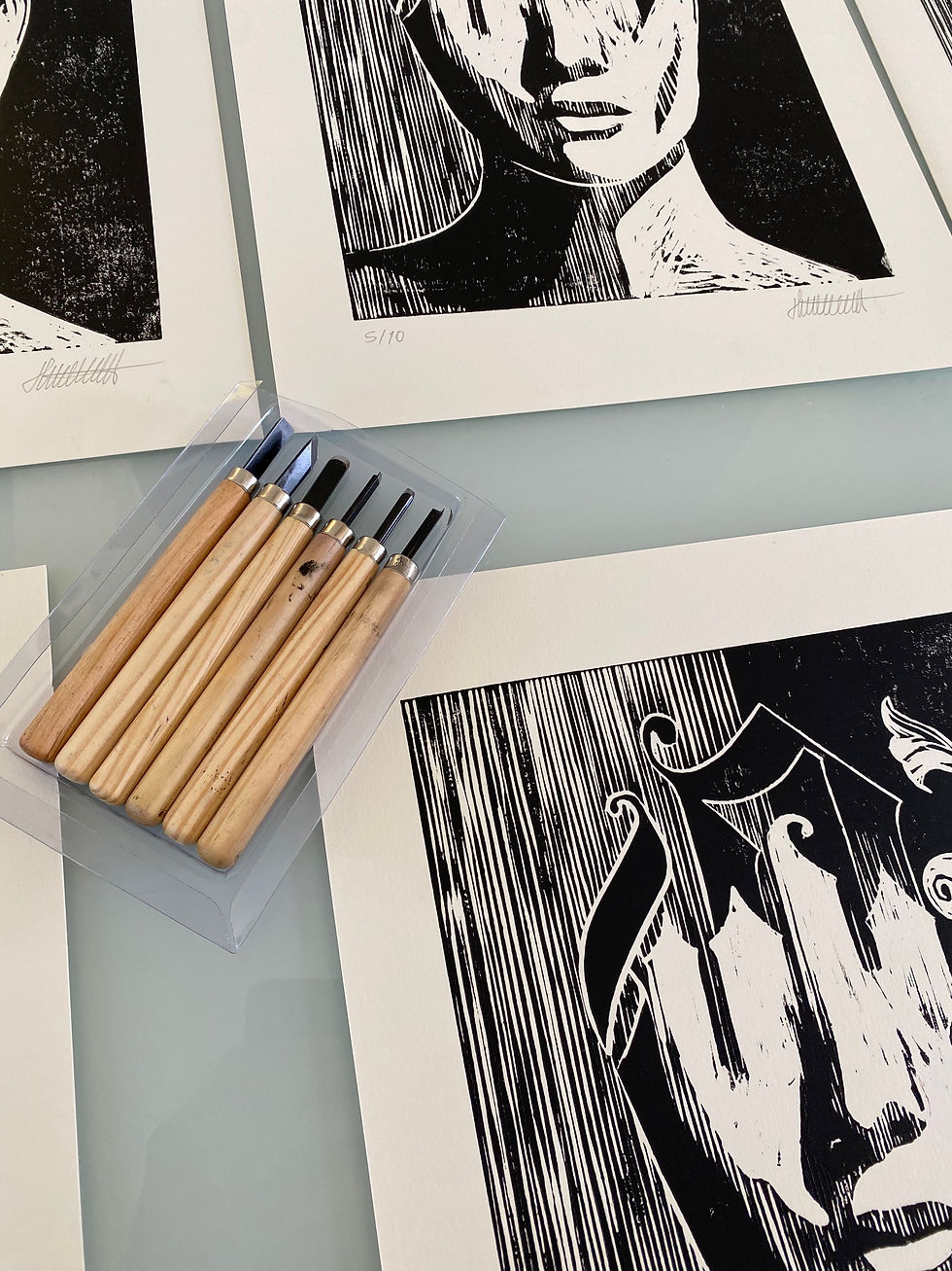 Miniatura: 28x35,5 cm - Linocut print