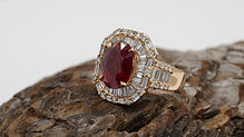 ornative halo setting red diamond ring
