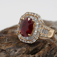 ornative halo setting red diamond ring