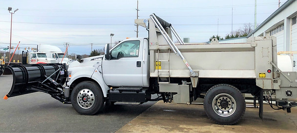 Ford F-750 10 foot Bibeau Stainless Stee Dump Truck with Plow and Spreader