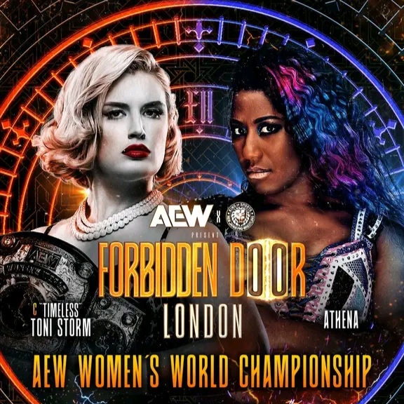 AEW & NJPW Promotional Image forAEW Women's World Championship: (C)"Timeless" Toni Storm VS Athena