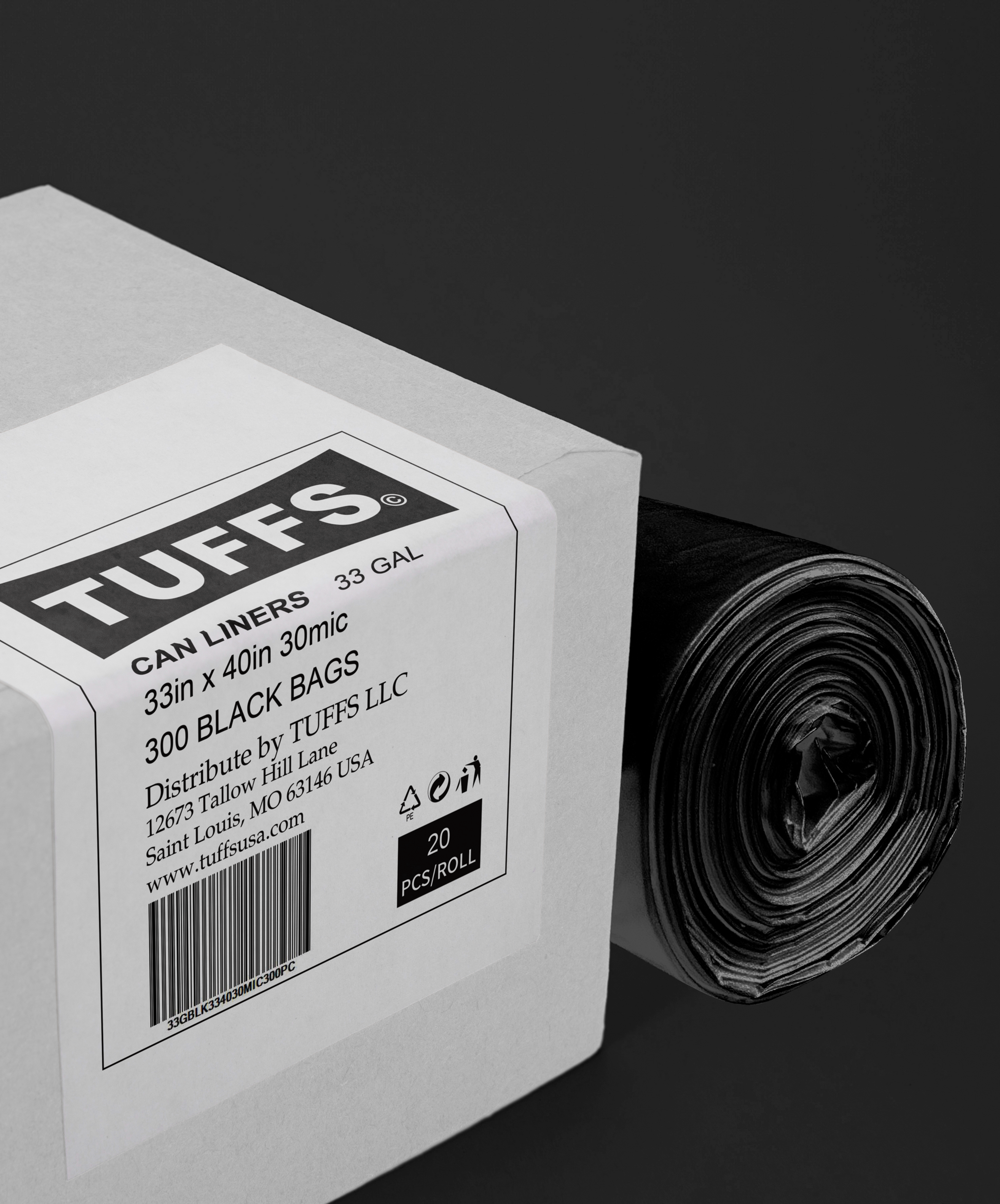 33 Gallon Black 300pc $0.2/Bag