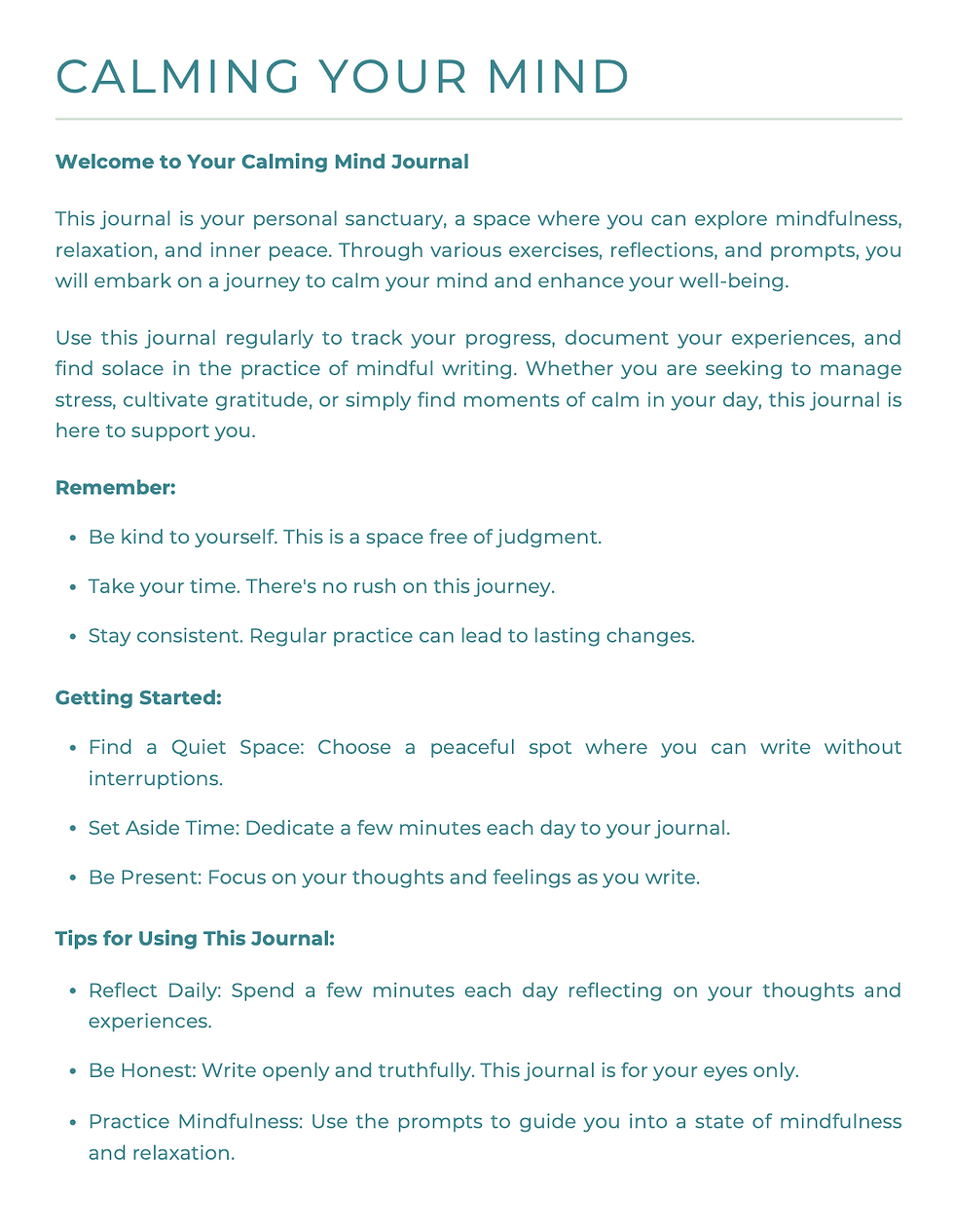 Calming your mind strategies