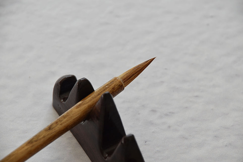 Thumbnail: Set of 3 shiny brown weasel bristle brushes