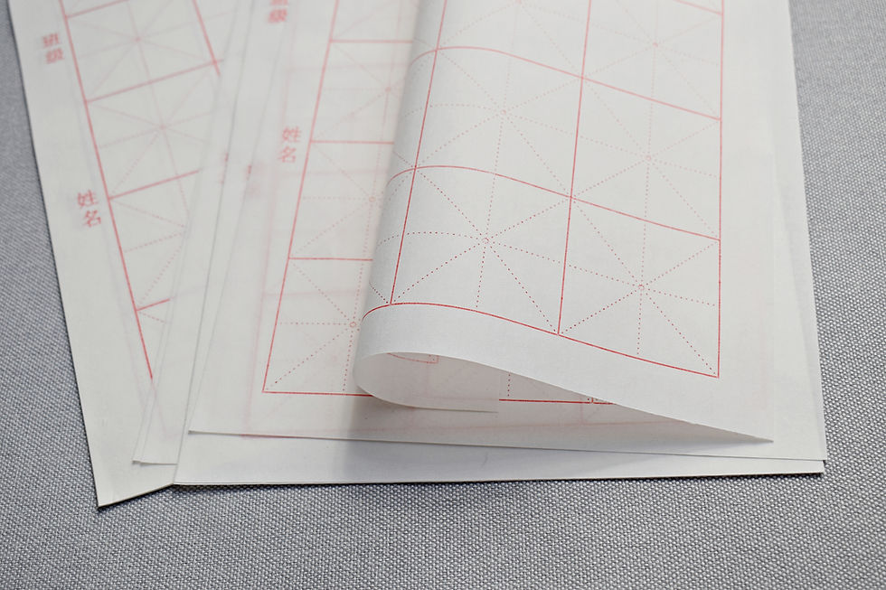 Miniatura: Papier ryżowy do ćwiczenia kaligrafii w kratę 100 arkuszy