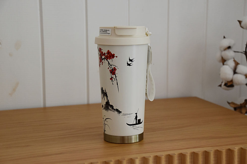 Thumbnail: Reusable thermos cup for coffee or tea "Chinese Wind" 3 patterns