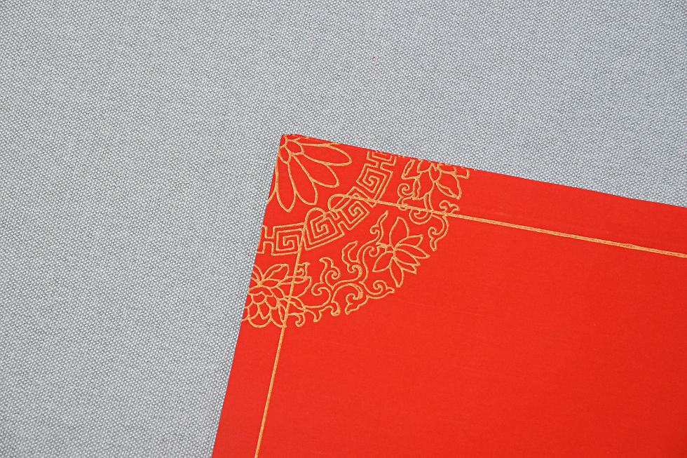 Thumbnail: Square red paper with flowers pattern and frame