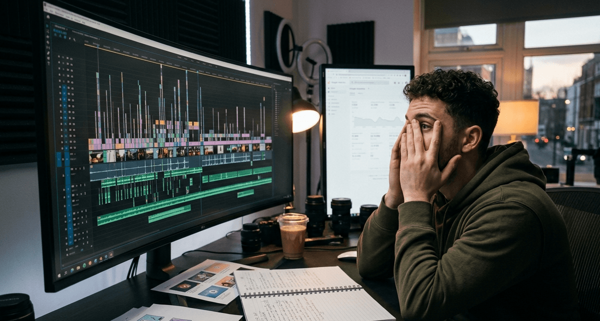 YouTube creator overwhelmed by a time-consuming video editing workflow