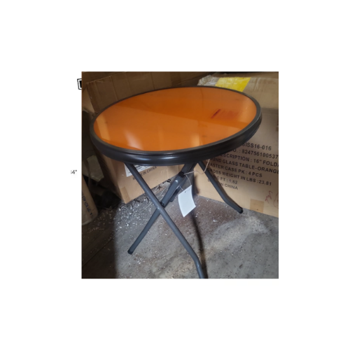 16" Foldable Round Orange or Blue Glass Table – Compact, Stylish & Space-Saving