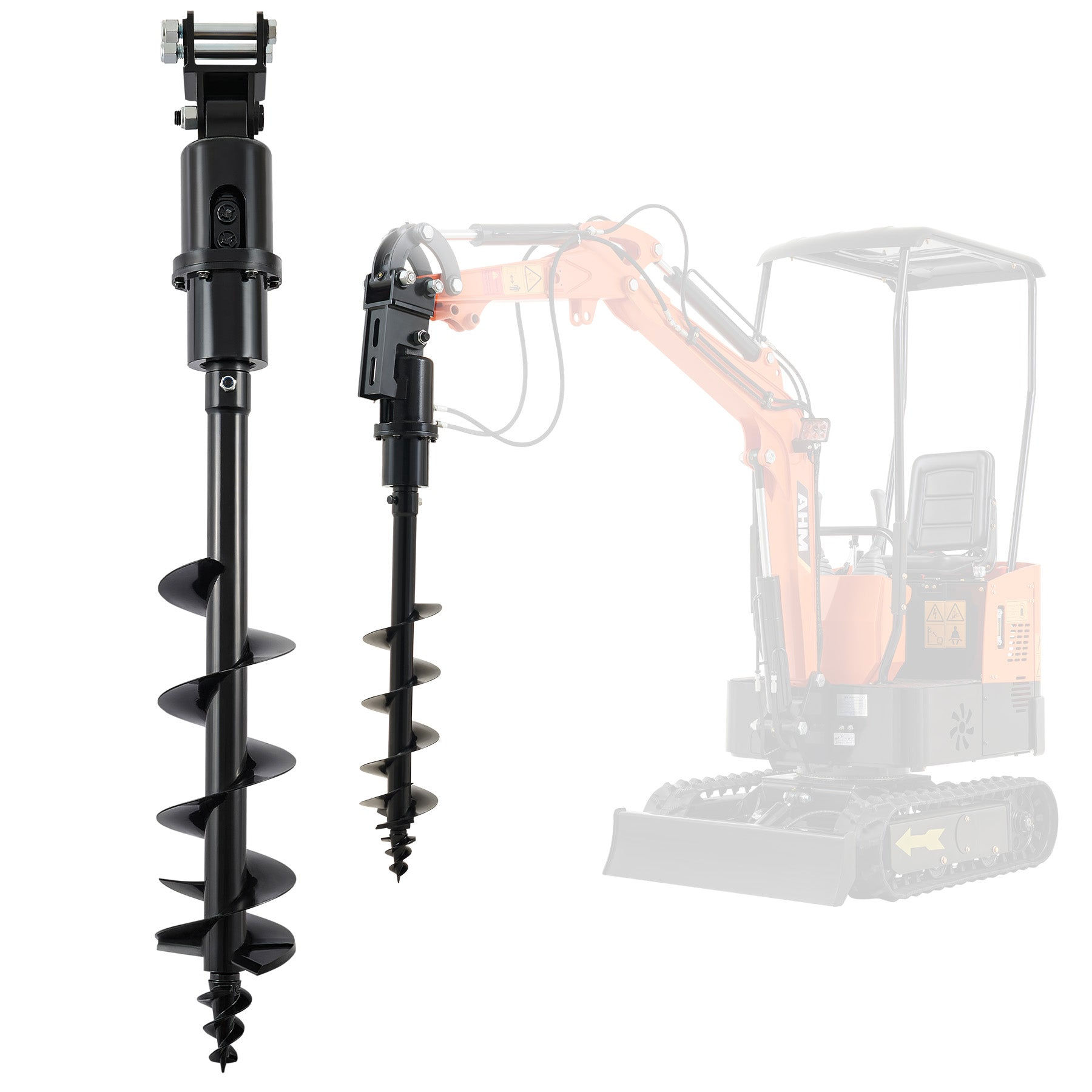 8" Hydraulic Auger Drill Attachment for Mini Excavator 45" Depth