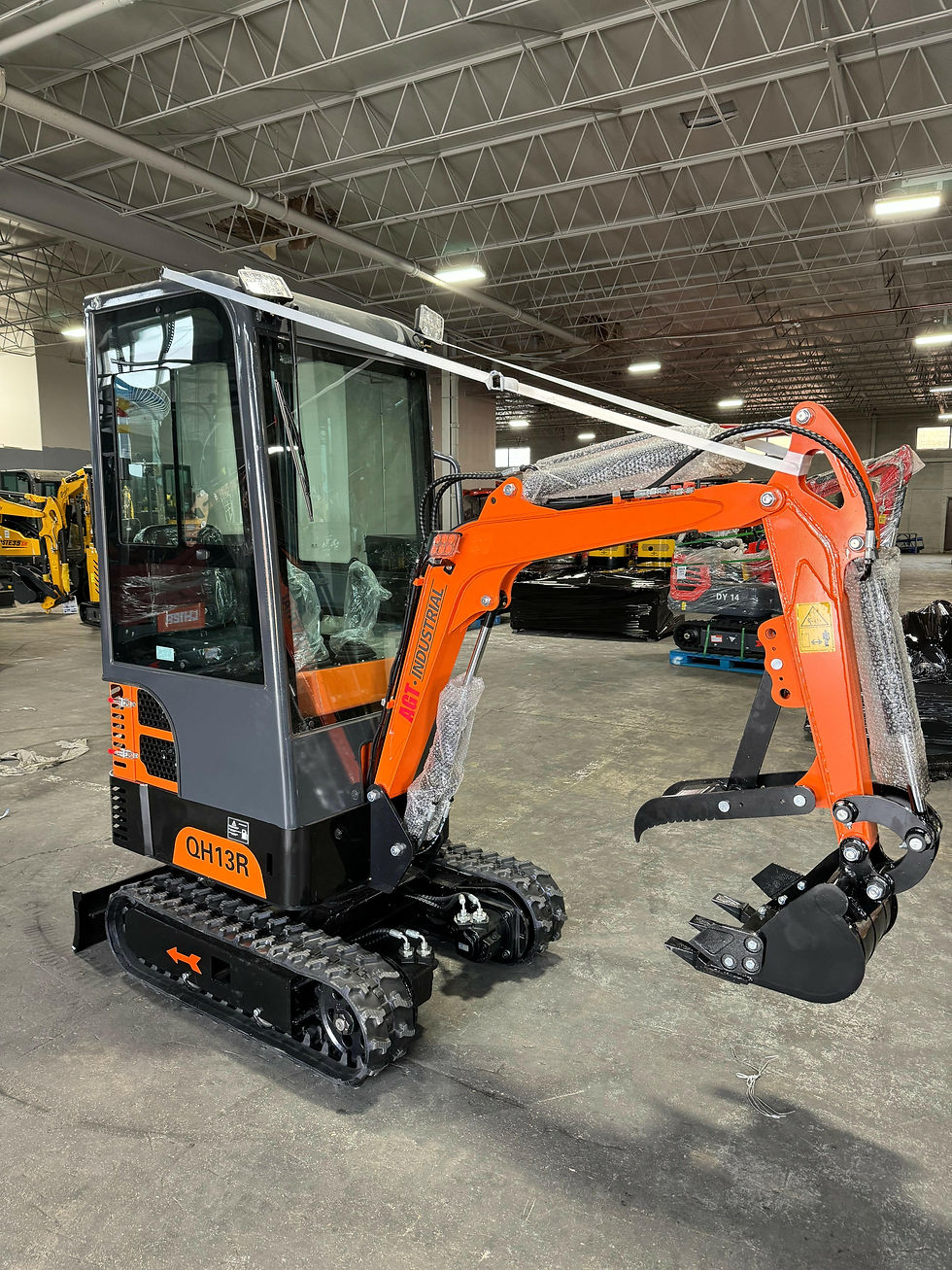 Thumbnail: 1 Ton, R420D Gasoline Mini Excavator w/ Enclosed Cab | QH13R