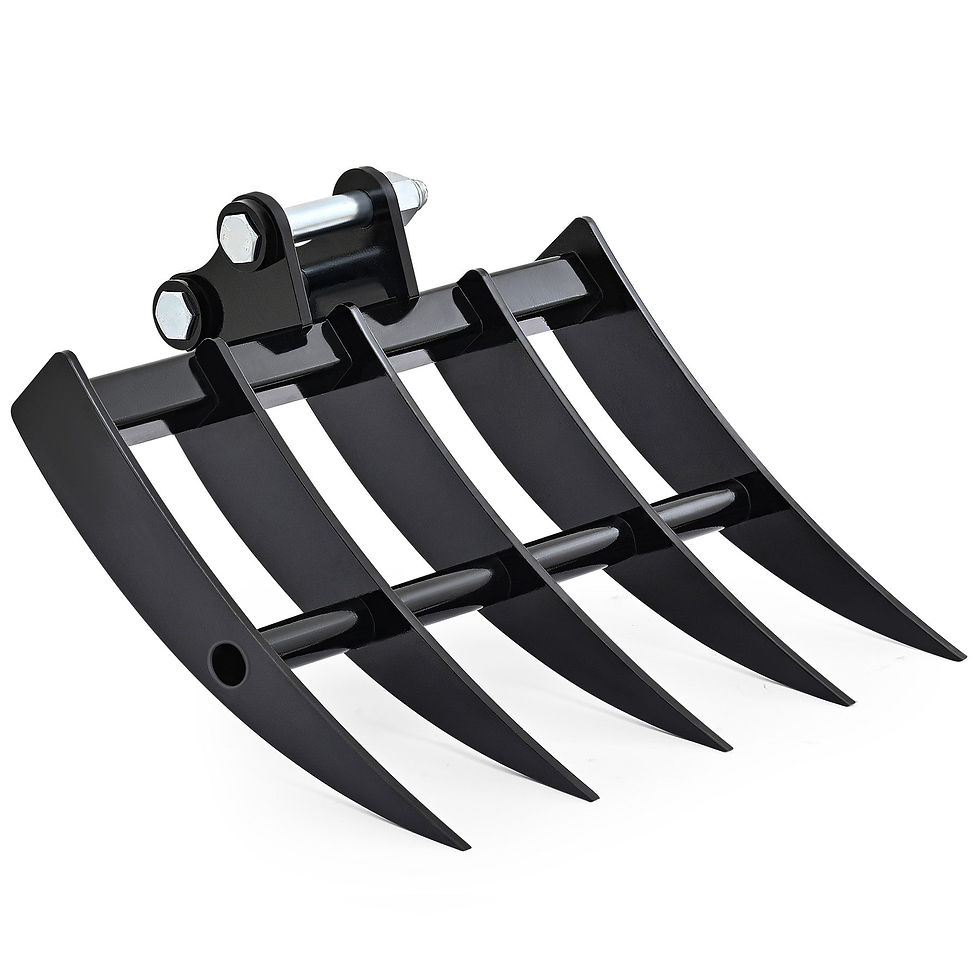 19.3" Mini Excavator Rake Attachment for Land Clearing, Debris Removing, Soil Sp