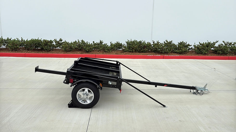 Thumbnail: 5' x 10' Folding Golf Cart Trailer – Steel Mesh Deck, Onboard Ramps