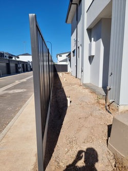Colorbond panel fence with plinths. In Angle Park
