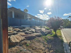 Colorbond fencing with plinths.