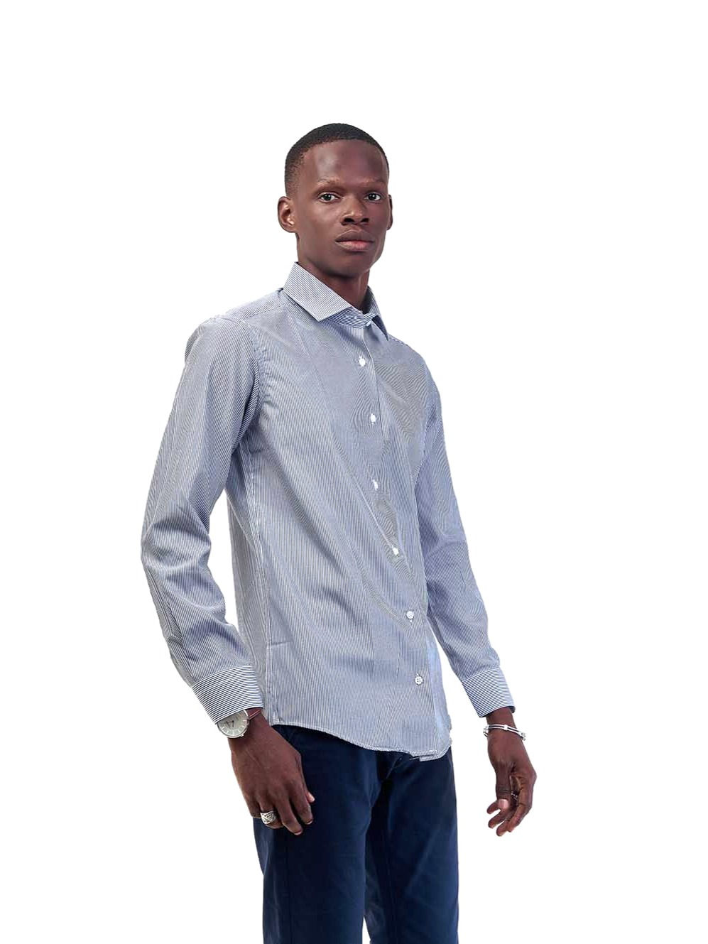 chemise homme rayure bleu blanc Abidjan