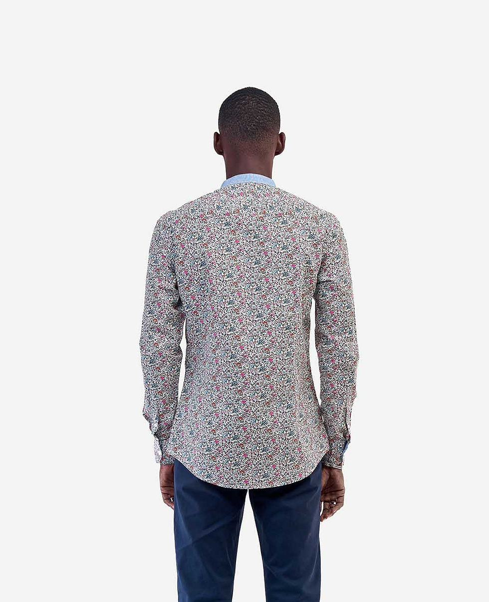 Miniature : Chemise homme col mao rose fleurie a Abidjan