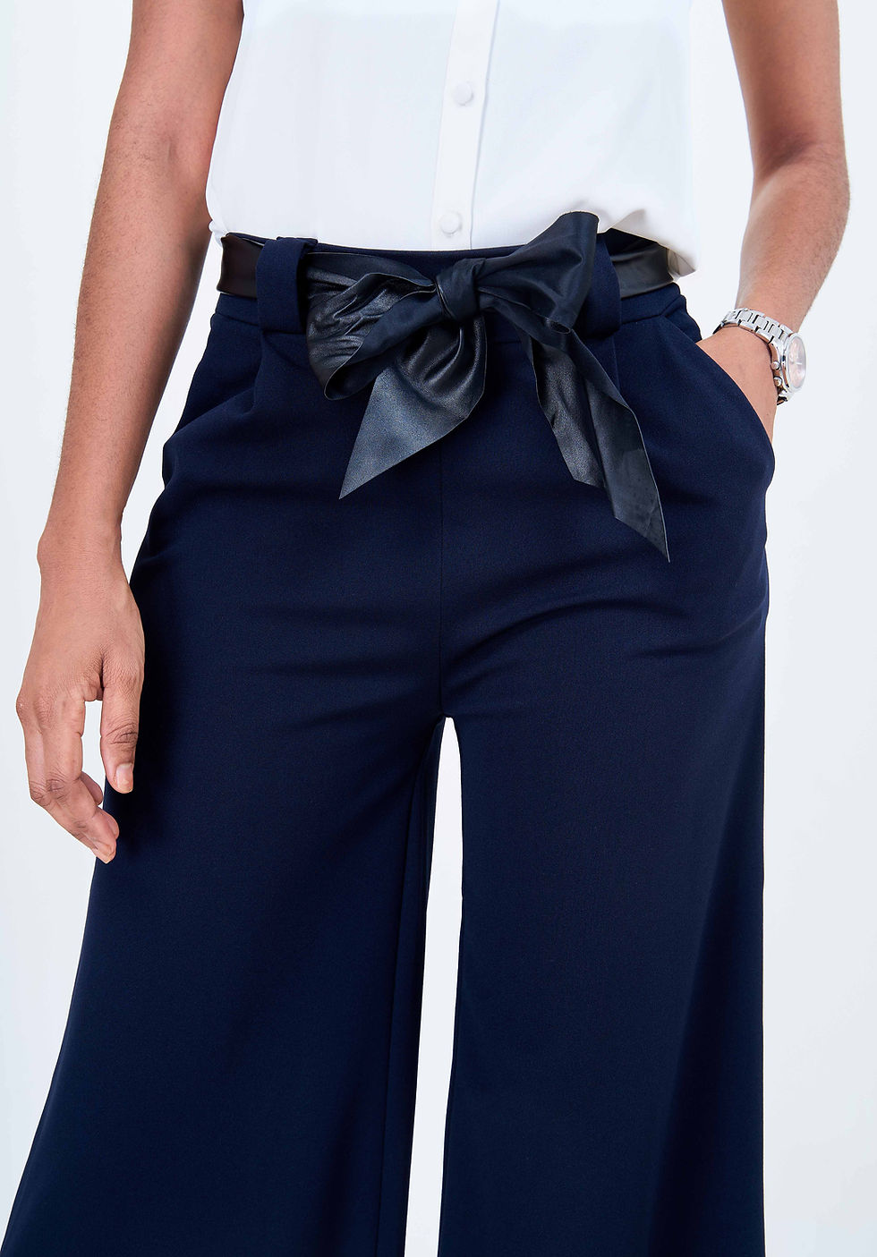Miniature : pantalon bleu avec ceinture à nœud pour femme Abidjan