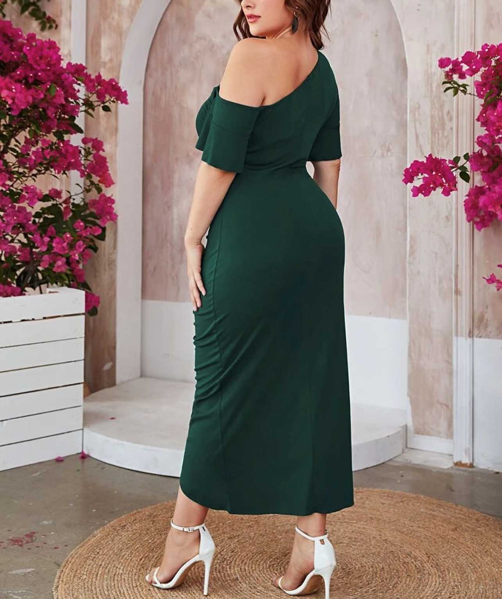 Miniature : Robe verte à col asymétrique Abidjan
