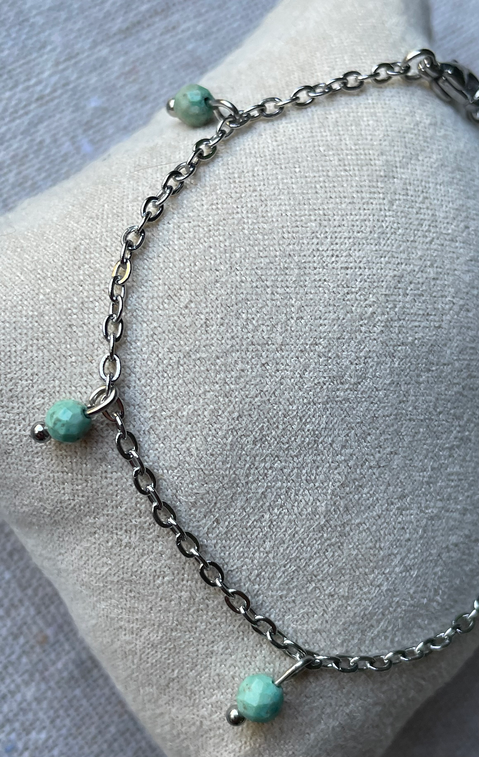 Miniature : Bracelets Chrysocolle et acier inoxydable. Pierres naturelles 