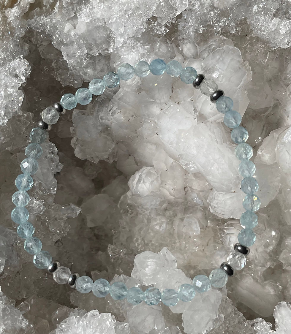 Bracelet Aigue Marine et Cristal de roche. Pièce unique
