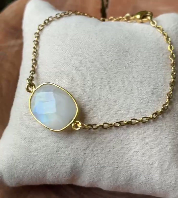 Miniature : Bracelet Péristérite acier inoxydable doré