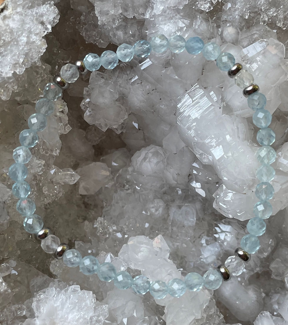 Miniature : Bracelet Aigue Marine et Cristal de roche. Pièce unique