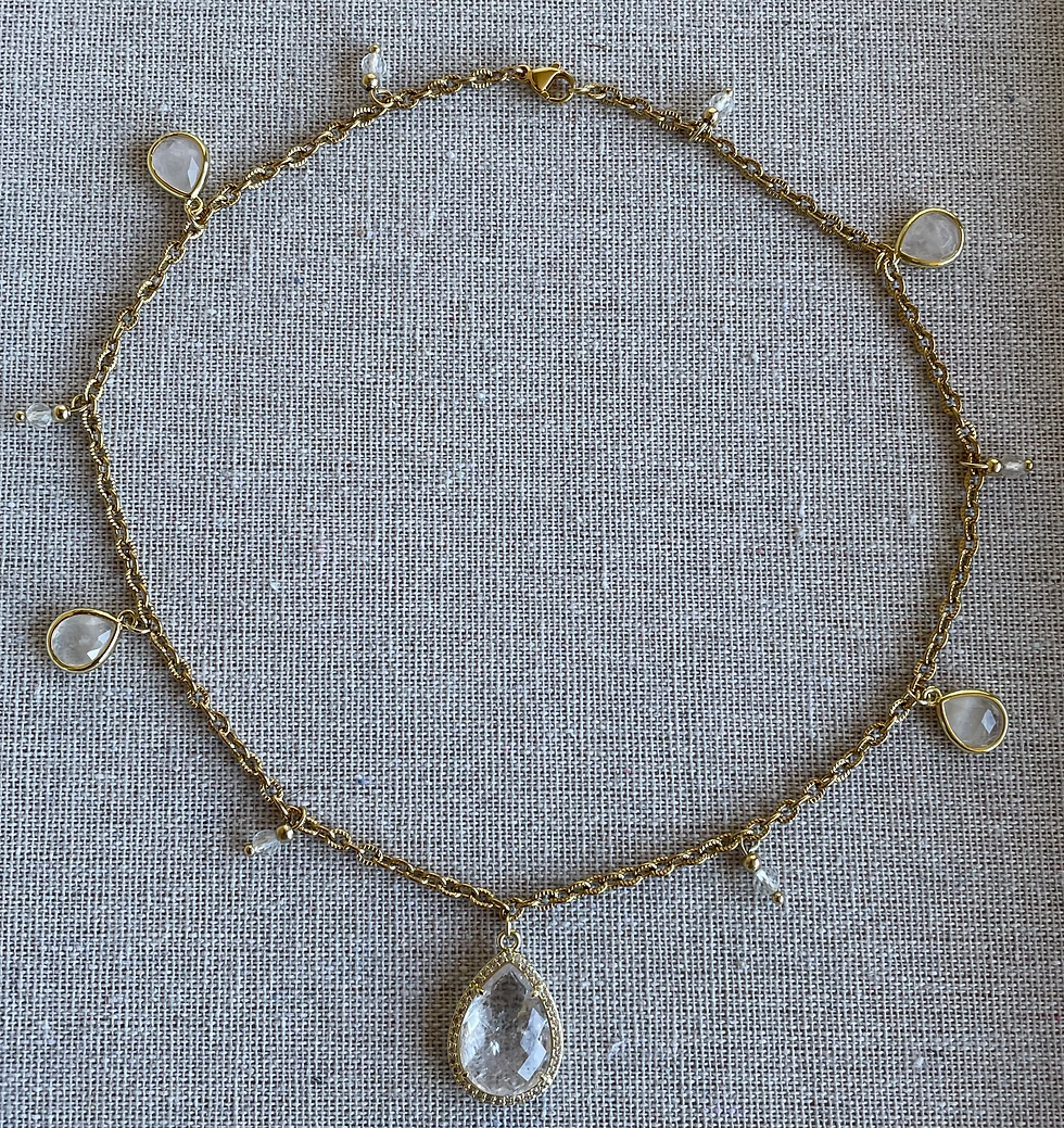 Miniature : Collier Cristal de roche multi-pendentifs en pierres naturelles.