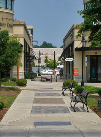 A photo of the walkways Alamance Crossing.