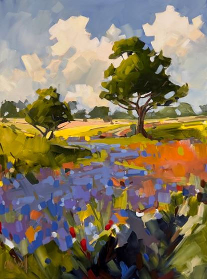 Bluebonnet field in the hill country