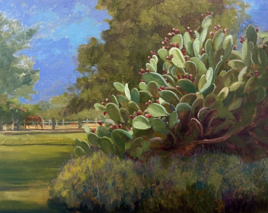 Large prickly pear cactus painting