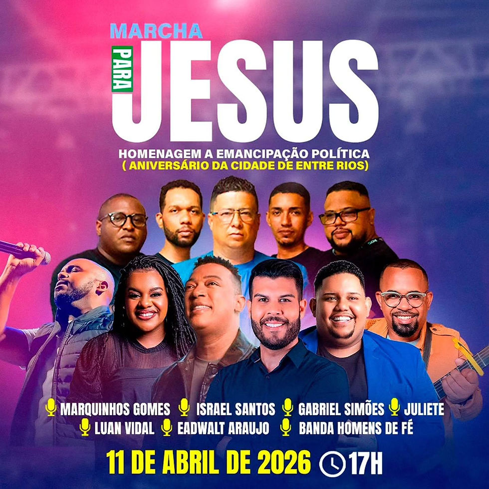 Foto dos cantores da Marcha para Jesus de Entre Rios