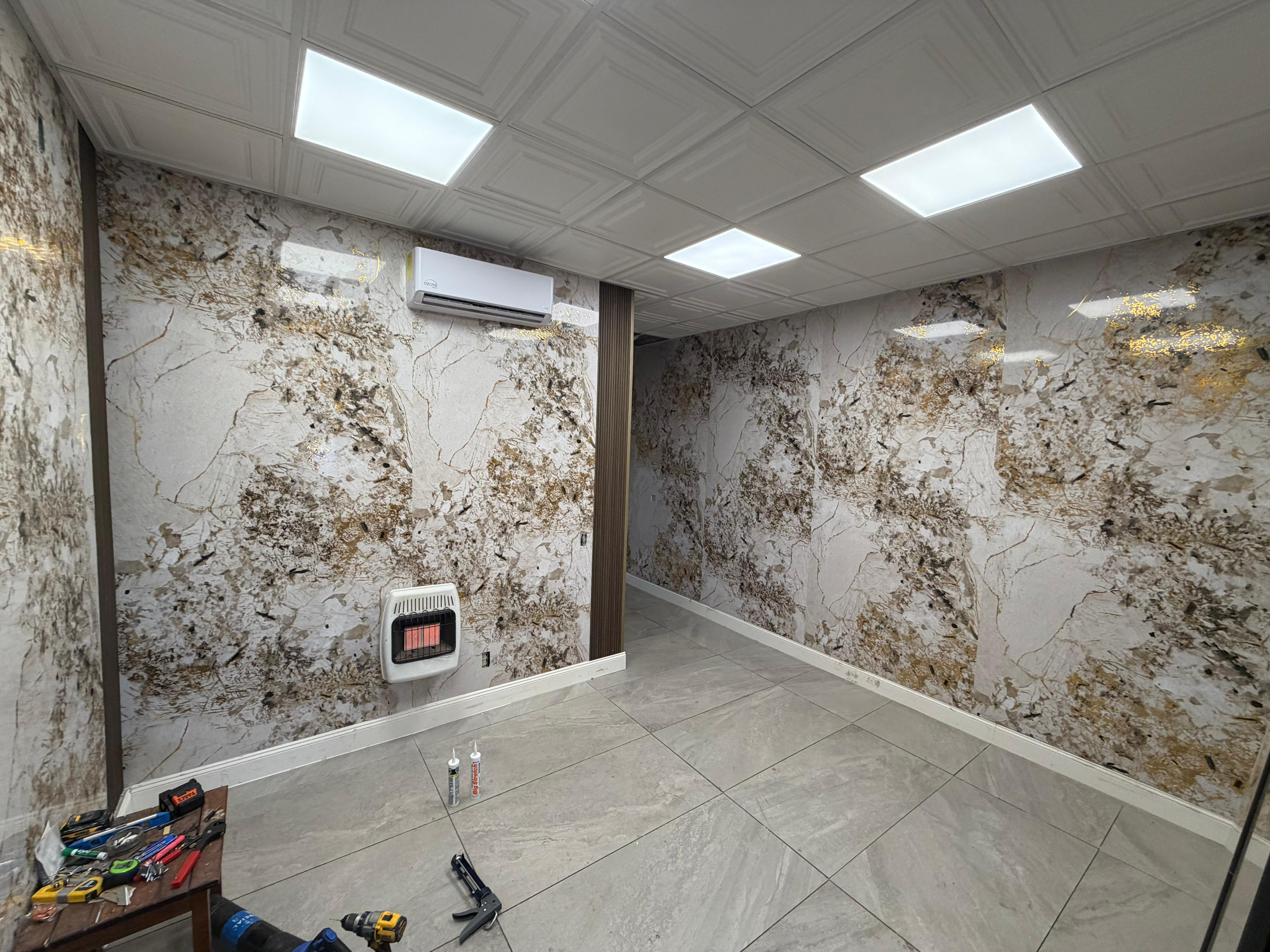 Luxury marble PVC wall panels installed in a Columbus, Ohio commercial space