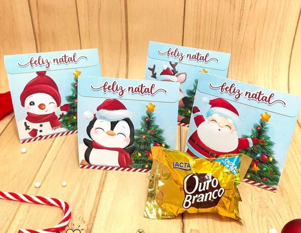 10 Bombons Ouro Branco Lembrancinhas de Natal Completa
