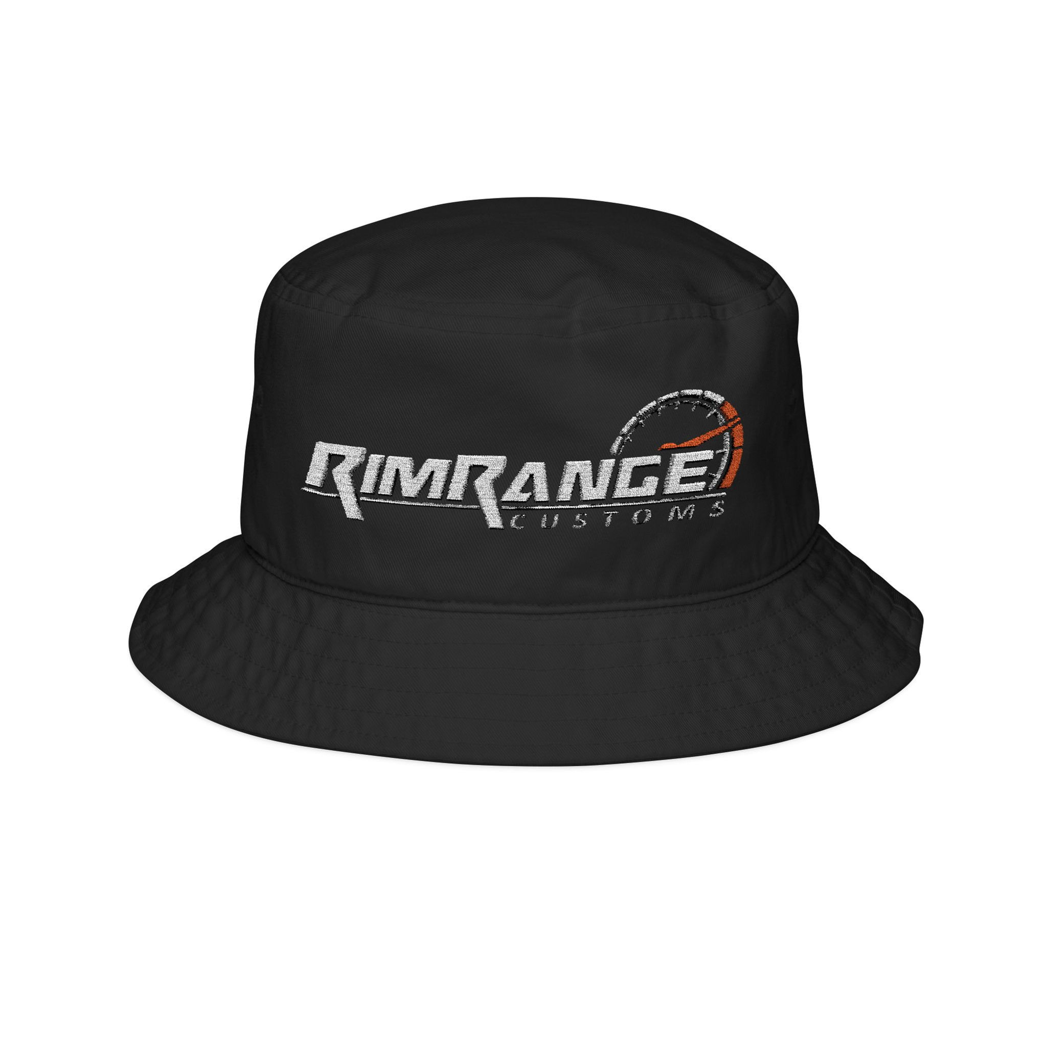 Black bucket hat with Rim Range Customs logo