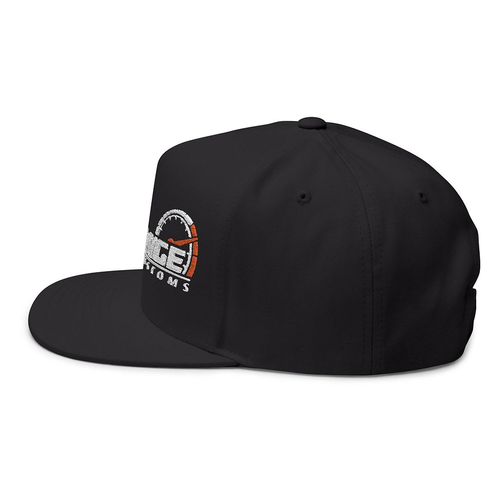 Thumbnail: Black Rim Range Customs flat brim hat with side logo