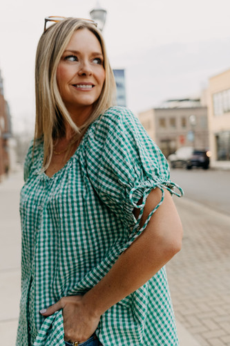 Farley Gingham Tunic - Green | Croft Haus