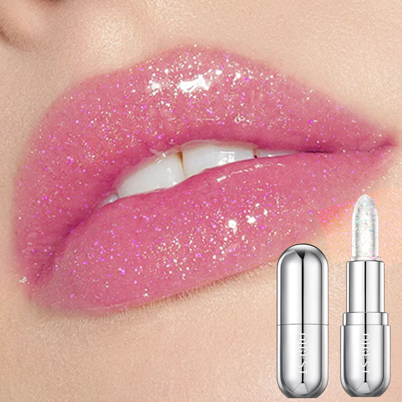 Thumbnail: QIBEST Glitter Lipstick Lip Balm Color Change Transparent Moisturizing Crystal J