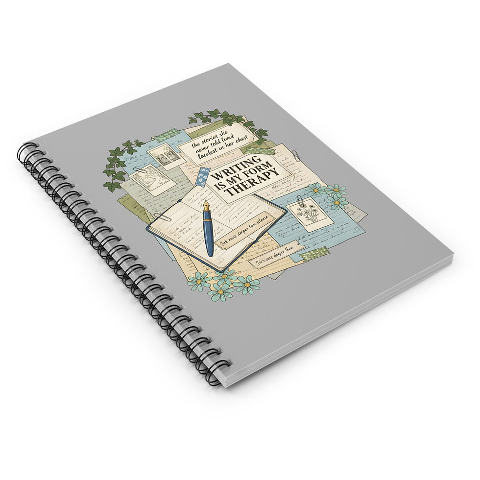 Thumbnail: Writing Is My Form of Therapy Spiral Notebook; writers gift; bookish