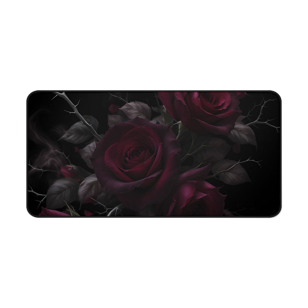 Thumbnail: Dark Red Roses Desk Mat — Gothic Floral Gaming/Office Mouse Pad