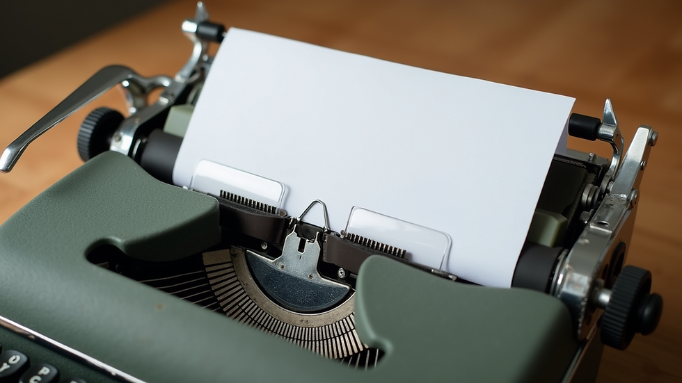 Close-up view of a vintage typewriter with a blank page