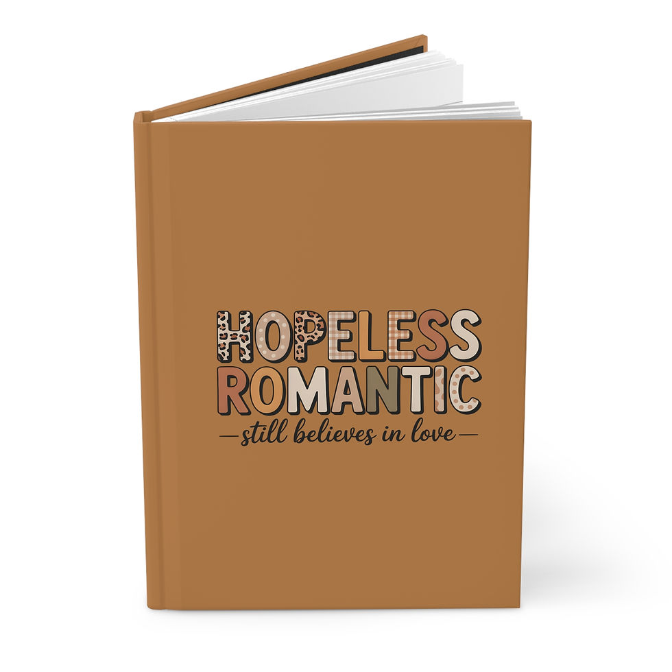 Thumbnail: Hopeless Romantic Hardcover Journal | tic tac toe hearts, brown matte cover