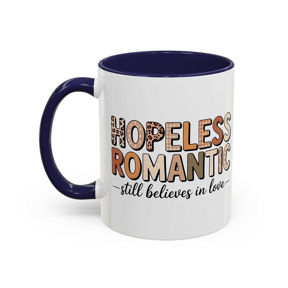 Thumbnail: Hopeless Romantic mug | Accent Coffee Mug with black handle, 11oz or 15oz