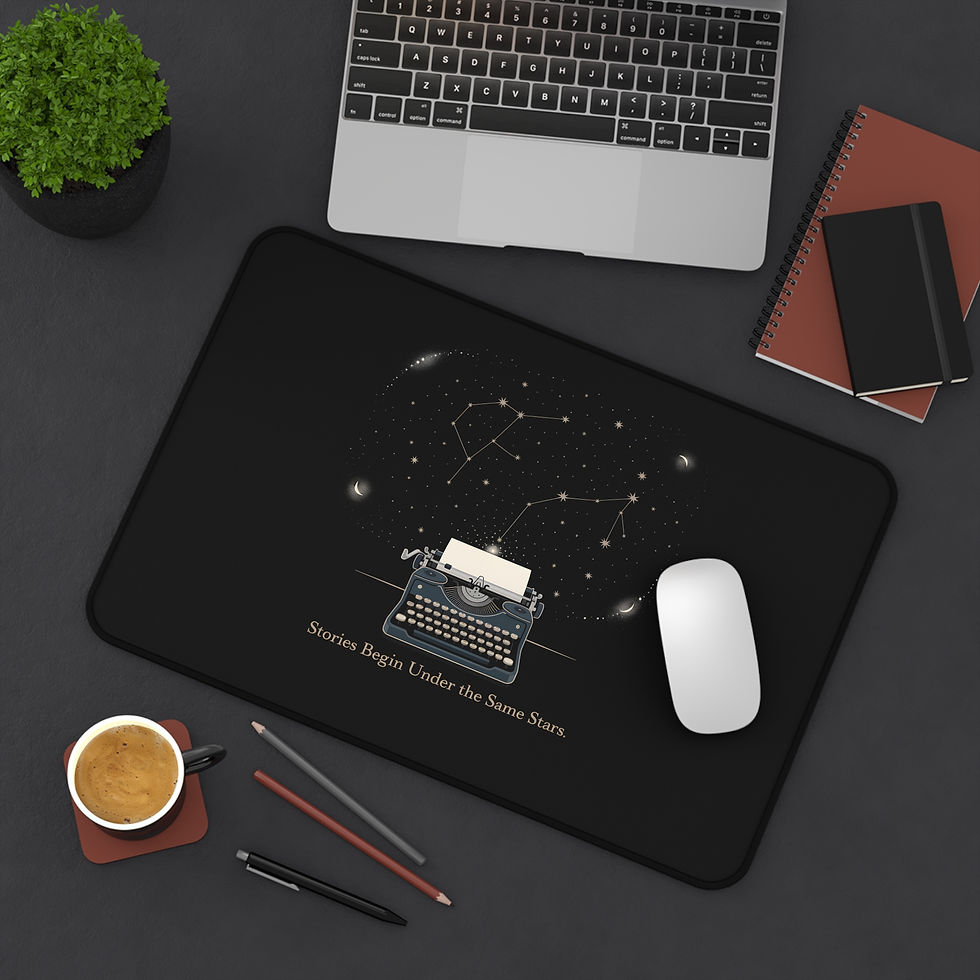 Thumbnail: Desk Mat — 'Stories Begin Under the Same Stars' Typewriter Desk Mat