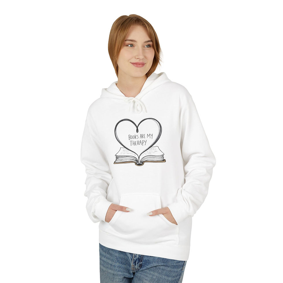 Thumbnail: Books Are My Therapy Hoodie; Cozy Book Lover Sweatshirt